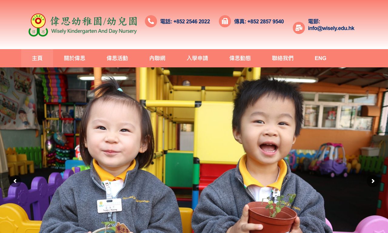 Screenshot of the Home Page of WISELY NURSERY