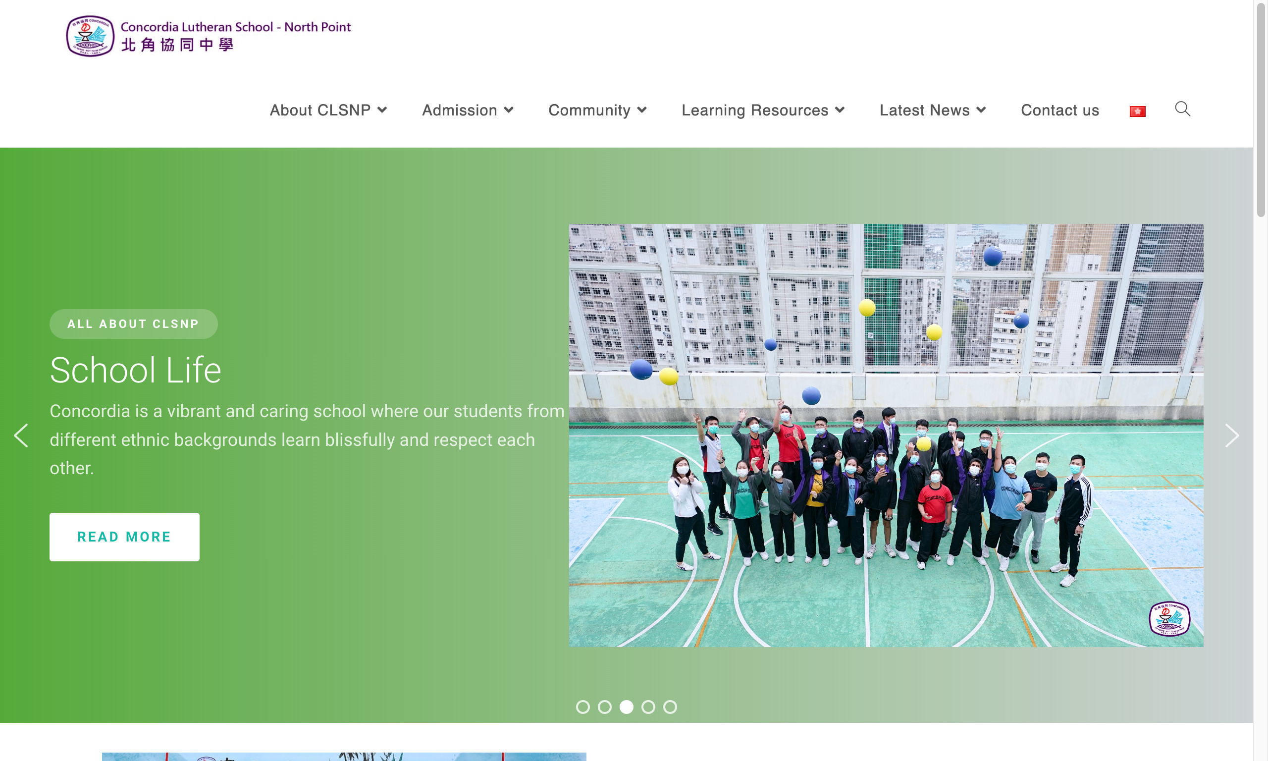 Screenshot of the Home Page of Concordia Lutheran School - North Point