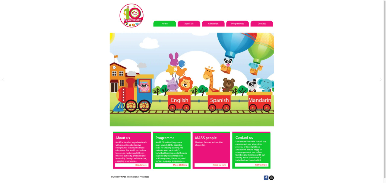 Screenshot of the Home Page of MASS INTERNATIONAL PRESCHOOL