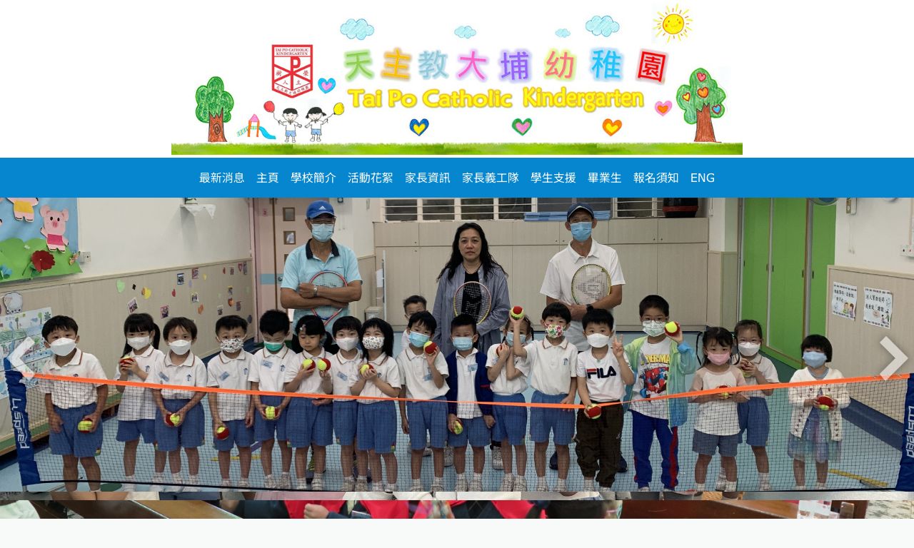 Screenshot of the Home Page of TAI PO CATHOLIC KINDERGARTEN