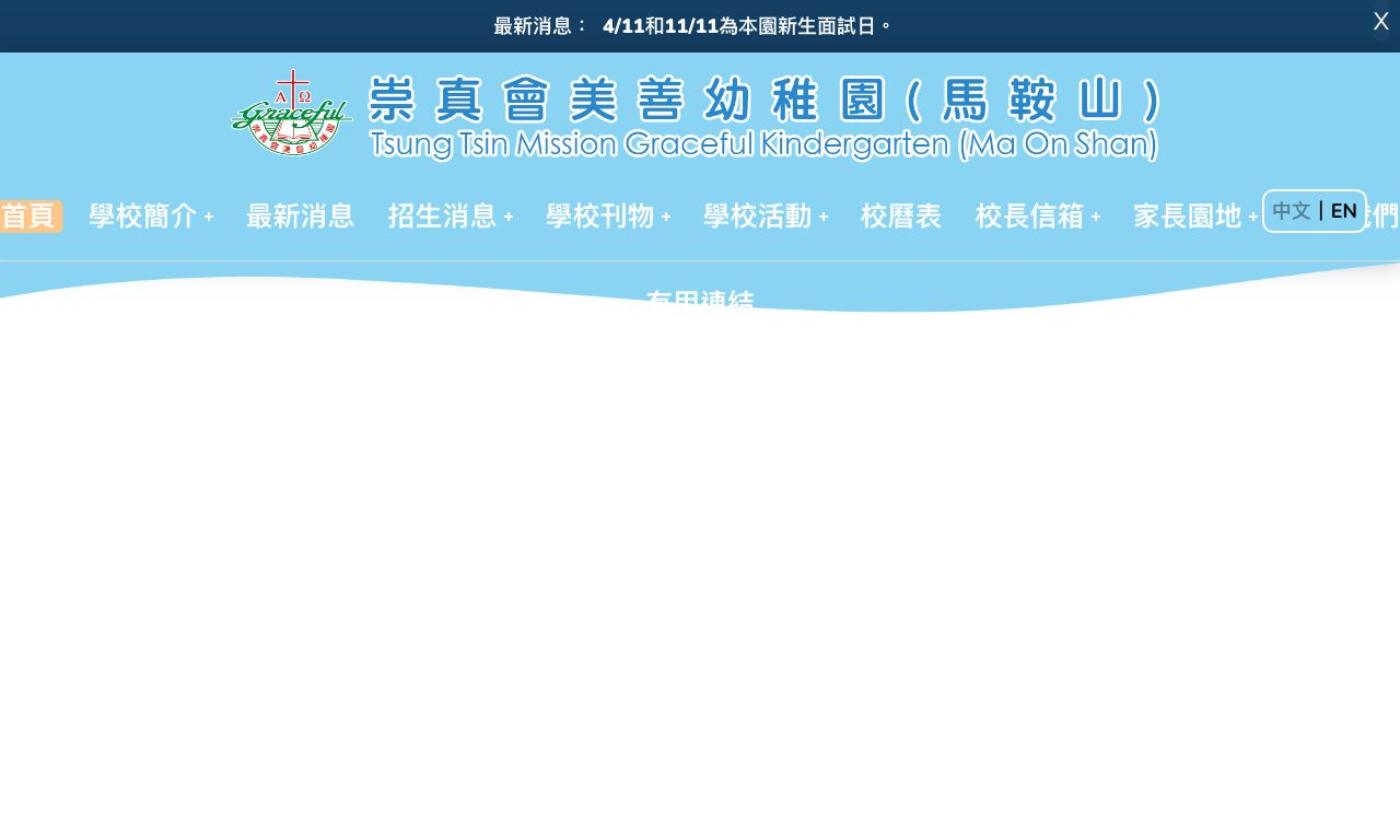 Screenshot of the Home Page of TSUNG TSIN MISSION GRACEFUL KINDERGARTEN (MA ON SHAN)