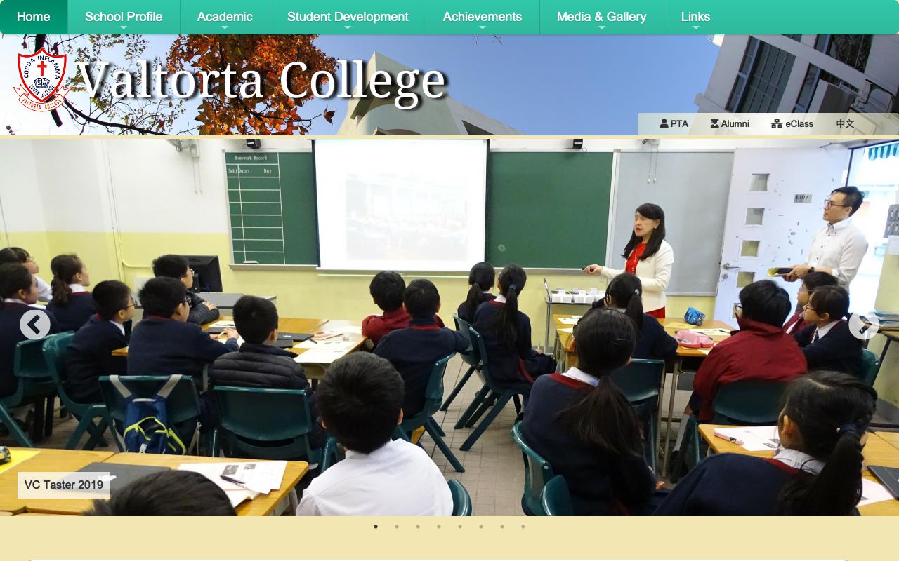 Screenshot of the Home Page of Valtorta College