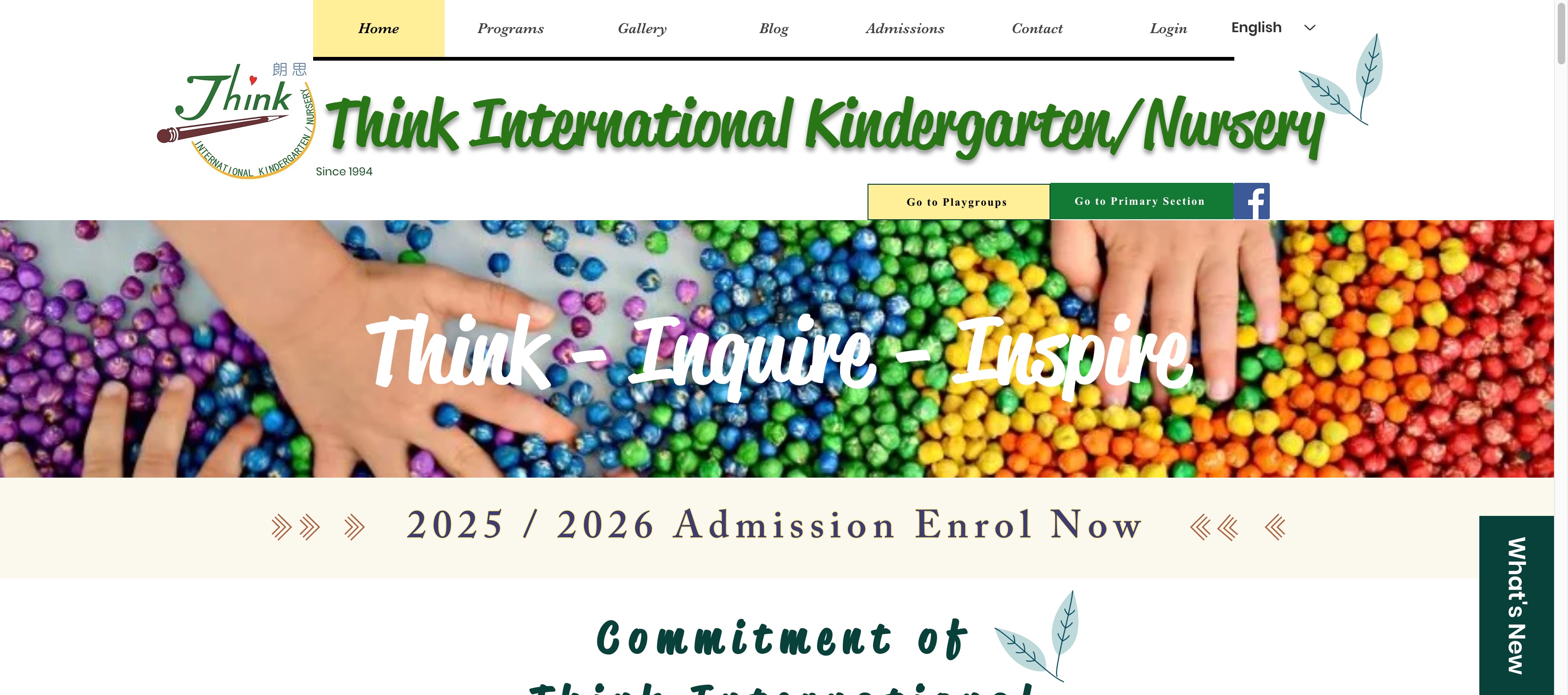 Screenshot of the Home Page of THINK INTERNATIONAL KINDERGARTEN (MEI FOO)