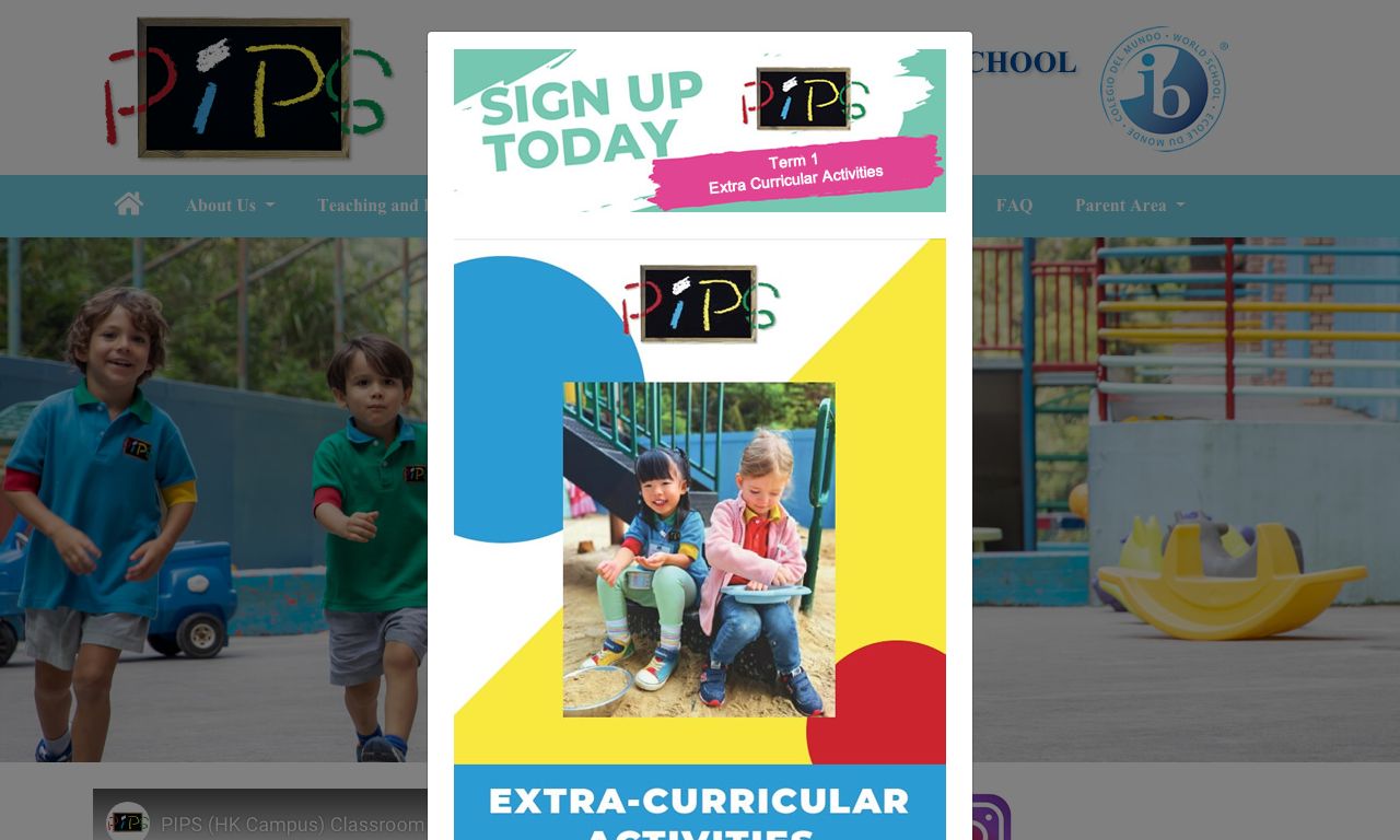 Screenshot of the Home Page of PARKVIEW INTERNATIONAL PRE-SCHOOL