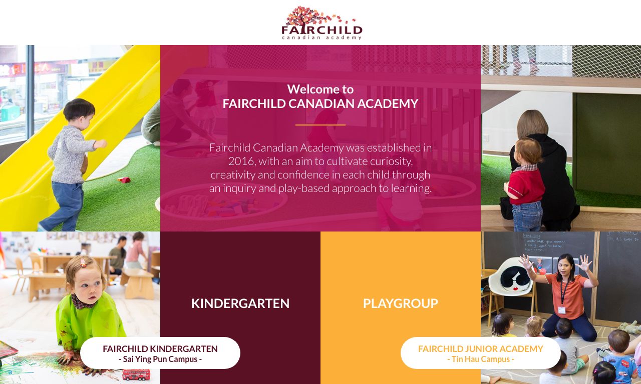 Screenshot of the Home Page of FAIRCHILD KINDERGARTEN