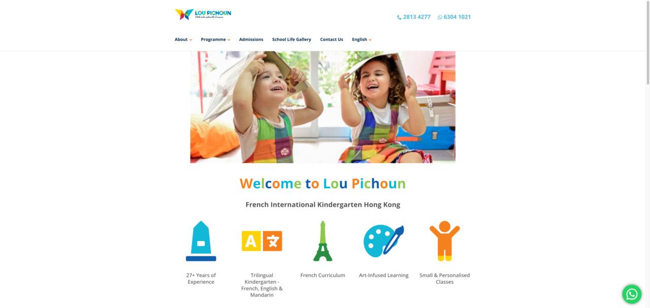 Screenshot of the Home Page of LOU PICHOUN FRENCH KINDERGARTEN