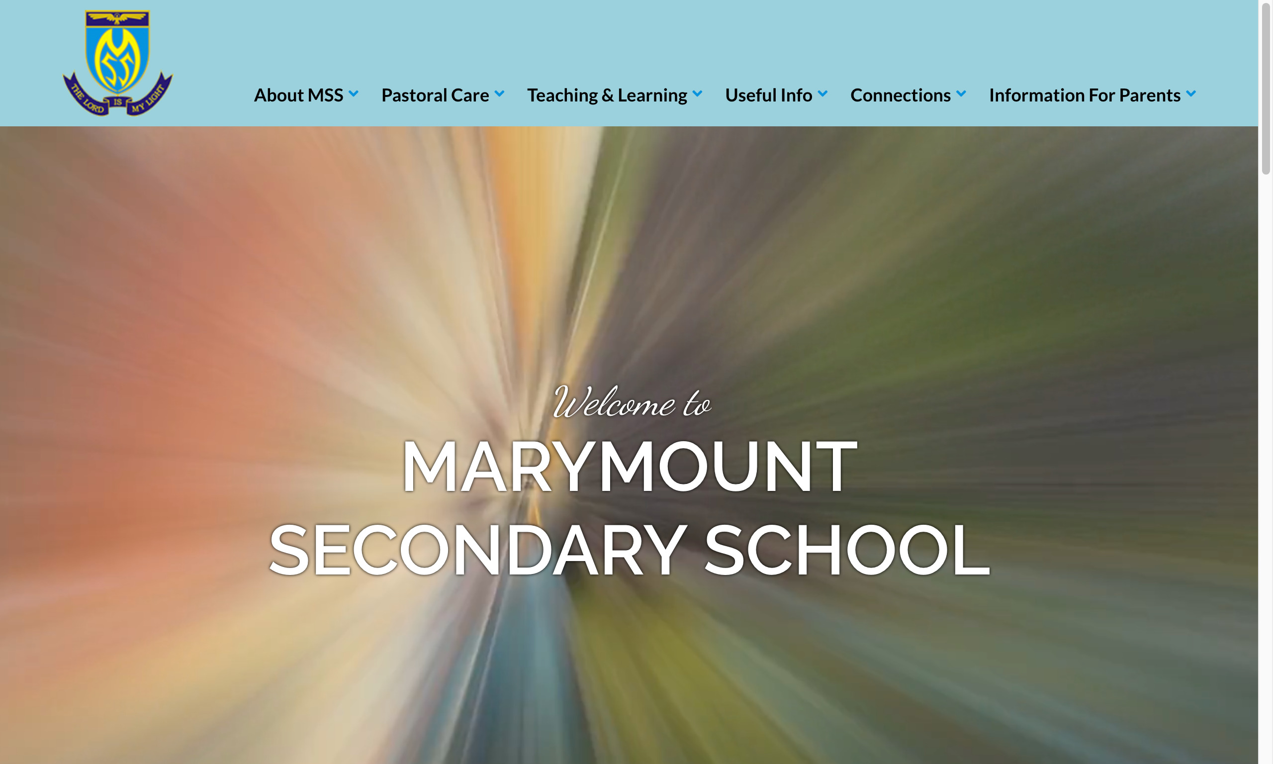 Screenshot of the Home Page of Marymount Secondary School