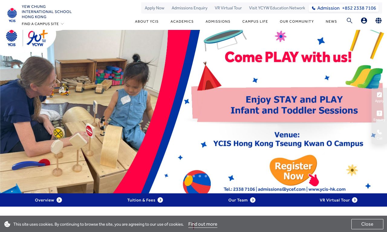 Screenshot of the Home Page of YEW CHUNG INTERNATIONAL SCHOOL