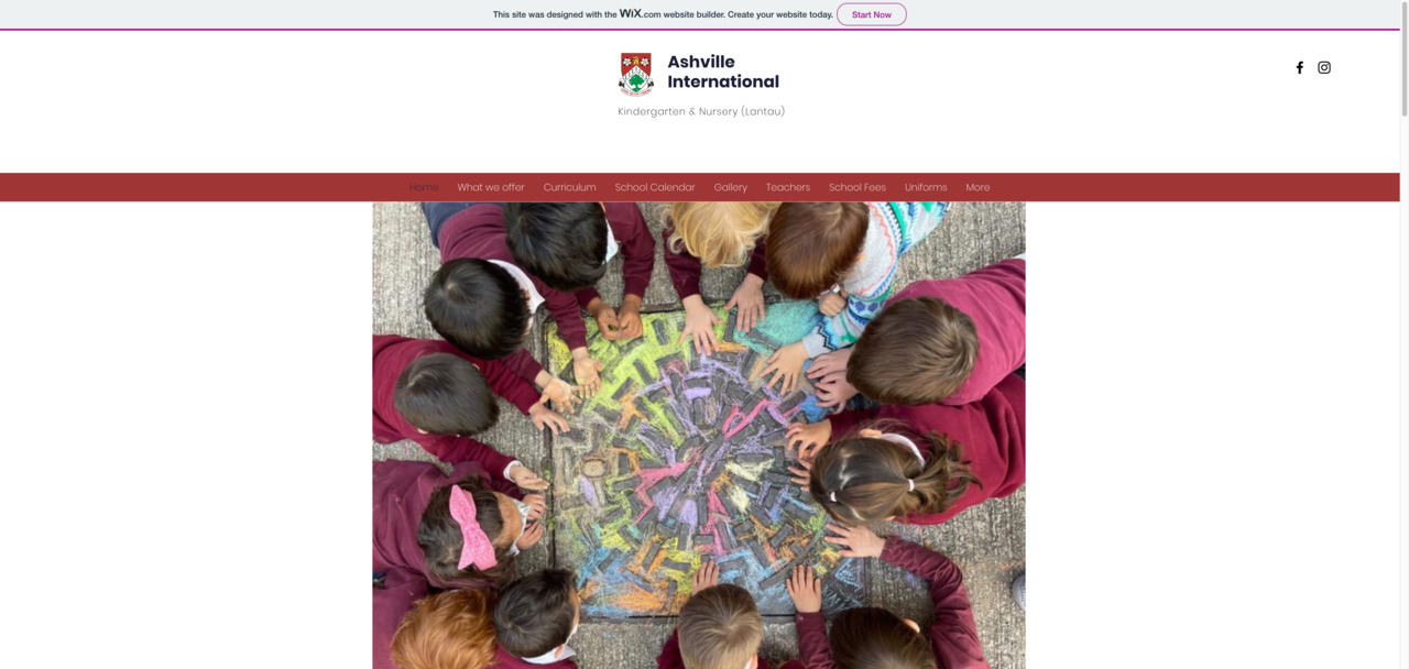 Screenshot of the Home Page of ASHVILLE INTERNATIONAL KINDERGARTEN (LANTAU ISLAND)