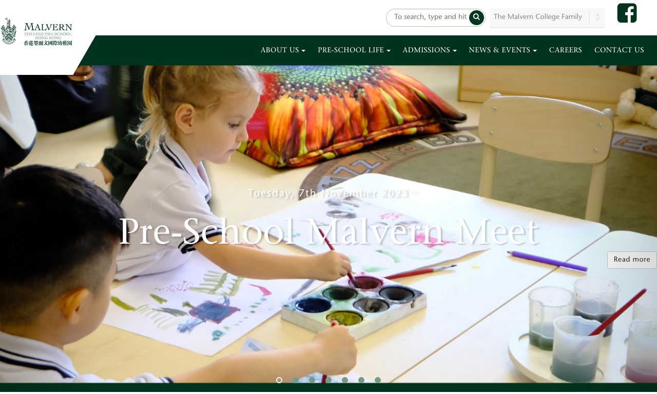 Screenshot of the Home Page of MALVERN COLLEGE PRE-SCHOOL HONG KONG (ISLAND WEST)